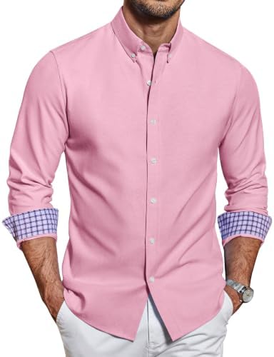 COOFANDY Herren Hemd Langarm Oxford Button Down Hemden Regular Fit Freizeithemd Baumwolle