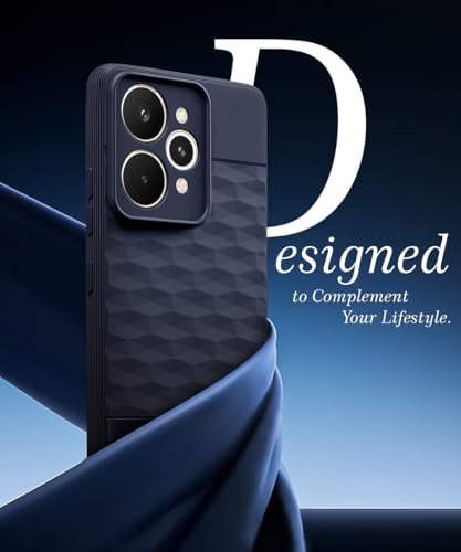 Image of WOW IMAGINE Back Cover for Realme 15 Pro 5G with Hexa Cube Design | Ultra Slim Soft Rubberised Case | Inner Velvet Fabric | Matte Silicone Flexible Mobile Case | Camera Protection - Blue