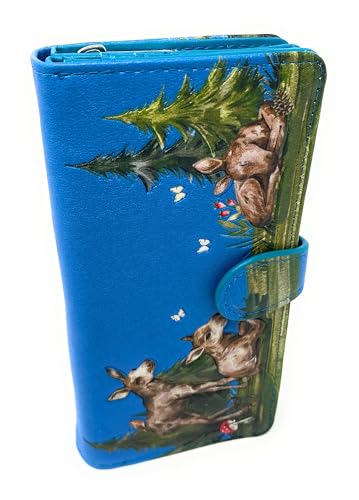 Shag Wear Moose Babies Large Wallet for Women and Teen Girls Vegan Faux Leather Teal 7"4