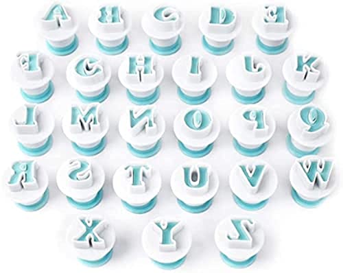 26 cortadores de galletas con letras para fondant y decoración de tartas