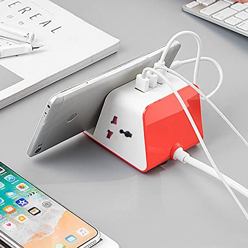 Image of MX Cube Power Strip with 2 Universal Sockets + 2 USB Ports & 1 USB-C | 3.4A Total Smart Charging | Spike Guard with Surge Protection | 3M Extension Cord | Multi Plug Socket for Home & Office