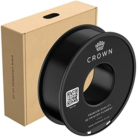 Crown 3D | PLA 3D Printer Filament 1.75mm, High Precision, Dimensional Accuracy ±0.02mm, 1kg Spool (2.2lbs) for 3D Printers & 3D Pens, Vacuum Packaging (Black)