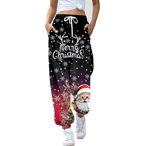 Generisch Weihnachtsmannhose für Damen Elegante Freizeithose mit...