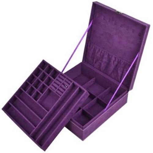 KLOUD City Purple two-layer lint jewelry box organizer display storage case with lock