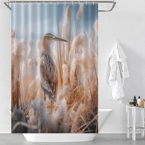 Rideau de douche grue et eau polyester imperméable 122x183cm avec 12 crochets - 2