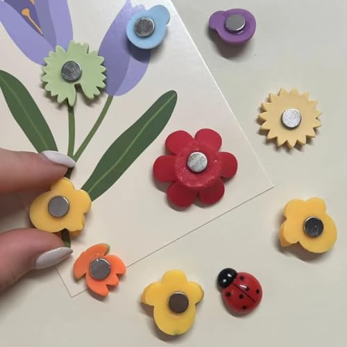 Image of 10 Pc Resin Flower Bees Bugs Fridge Magnets for Home Decor & Gifting | Kitchen Decoration Stylish Refrigerator Accessories | Cute Fridge Magnets