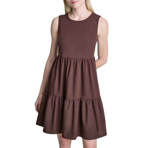 DKNY Women's Sleeveless Jewel Neck Commuter A-line Dress