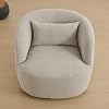 KINWELL 34 Wide Boucle Swivel Barrel Chairs Set of 2, No Assembly Round Upholstered Armchairs Accent Chairs Single Sofa Chair with Toss Pillow for Living Room and Bedroom, Taupe
