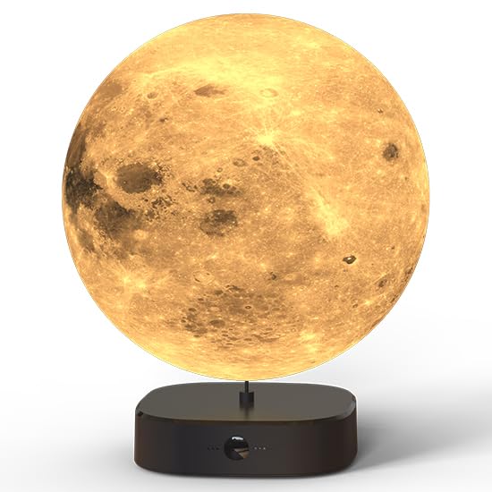 Lámpara de mesa lunar 3D impresa 6 pulg con base negra