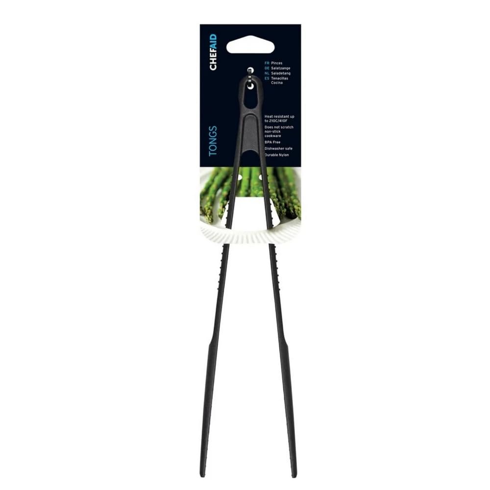 Chef Aid Nylon Serving Tongs,BPA Free Kitchen Utensil and Ideal for use with Non-Stick Cookware, Comes in Black Colour