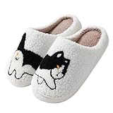 Cat Slippers For Women Men Cartoon Animal Couple Soft Plush Fuzzy Indoor Outdoor Winter Warm Home Shoes 43-44
