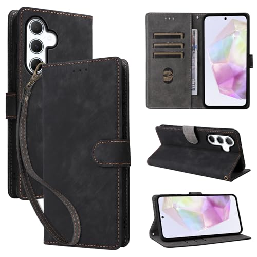 Custodia Protettiva 360°per Samsung Galaxy Cover Flip con Supporto Integrato Cinturino e Design Portafoglio case per pelle sintetica nero