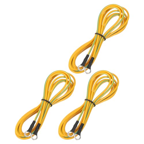 Image of MECCANIXITY ESD Grounding Cable Cord 250cm /98.43 Inch Long,Anti-Static Ground Wire Cable for Eliminate Conductor Electrostatic, Pack of 3(Yellow,Green)