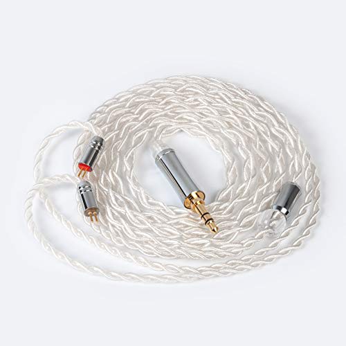 TRI Earphone Cable 4 Core Silver Plated Single Crystal Copper Cable, KINBOOFI Upgraded HiFi Earphone Cable Wire Extension Cord (3.5mm Plug,2 PIN)