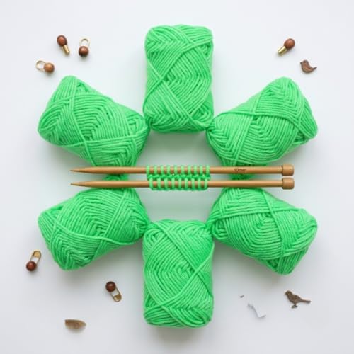 Image of Pack of 6 Green Knitting Yarn Oon Balls for Crochet & DIY Craft Projects | Soft Durable Craft Wool Thread for Knitting, Weaving, Embroidery, Pom Pom & Handmade Decorations