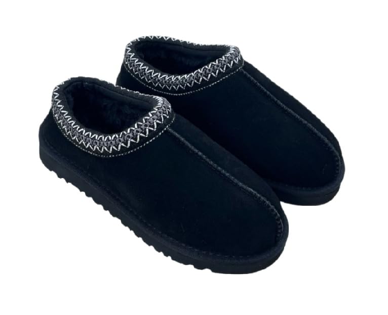 Womens Genuine Suede Ankle Boot - Bobo Woven Slip-On Shoes - Eva Platform Anti-Slip Snow Shoes for Indoor