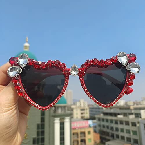 willochra Heart shaped Rhinestone Sunglasses Women Fashion Diamond bling party Sun Glasses Crystal Shades2