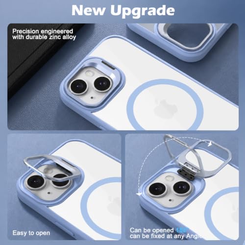 Image of VONZEE for iPhone 14 Plus Case, Compatible with MagSafe, Military-Grade Protective Case, Built-in Stash Stand Phone Case, Scratch-Resistant Back Cover, Classic Series, 6.7'' - Off Blue