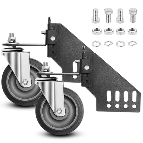 Threlaco Universal Lawn Mower Swivel Wheel Kit 1 Pair TPR Tires with Steel Brackets, Dual Bearings Bolts & Lock Nuts, Compatible with Most Lawn Mower Brands and Models