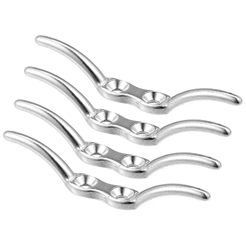X AUTOHAUX 4Pcs 2-1/2 Inch Stainless Steel Flagpole Cleat Hook Boat Deck Cleats Rope Cleat Handle Universal for Marine Boat Ship