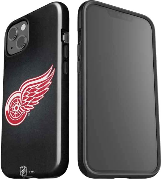 Skinit Impact Phone Case Compatible with iPhone 14 - Officially Licensed NHL Detroit Red Wings Black Background Design
