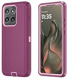 Qinmay Phone Case for Motorola Moto Edge 5G 2025 Case, Heavy Duty Shockproof & Dropproof 3-Layer Cover Phone Case for Moto Edge 2025 (WineRedPink)
