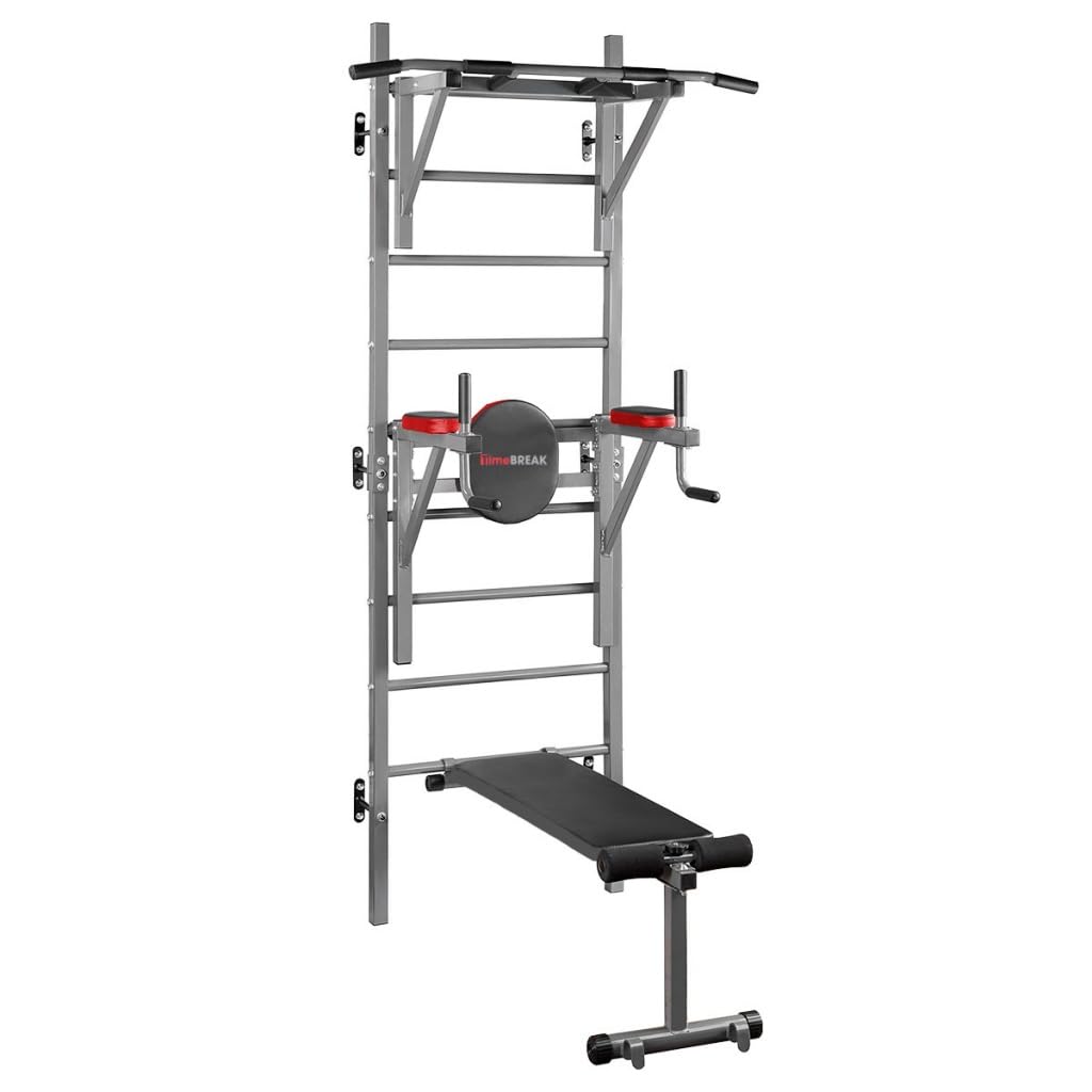 TBP509 Spalliera Fitness con Panca Regolabile e Barre per Trazioni e Dip
