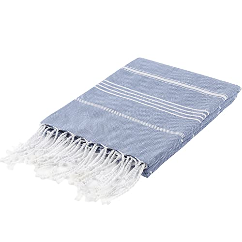 Cacala Pure Series Lightweight 100% Turkish Cotton Super Soft Peshtemal Luxury Bath Towel, Oversized Quick Dry Shower Towels Bathroom, Beach, Gym, Sports, Yoga, Pool, Spa (37 X 70), Grey Blue #TOP3