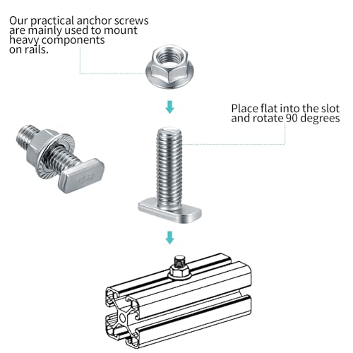 T Slot Bolts, M8 x 20mm Hammer Head Bolt T Screws - Image 4