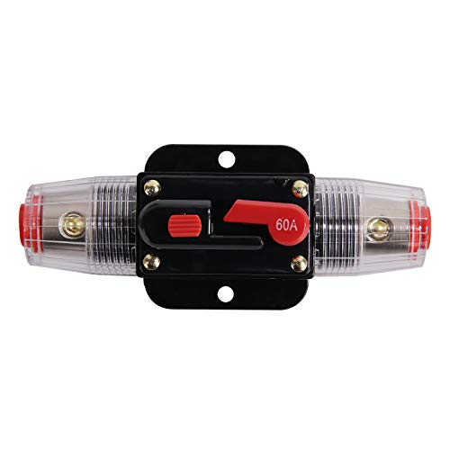 ZBSJAKU 60A Circuit Breaker Auto Car Protection Stereo Switch with Reset Switch for Car Audio System Protection Replace Fuses 60A Fuse Holders 12V/24V/32V/48V DC
