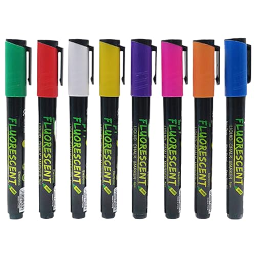 POPETPOP 8 Marcadores de Plástico Borrables Blancos de Tiza Líquida sin Polvo para Pizarra y Vidrio Ideales para Manualidades y Pizarras LED