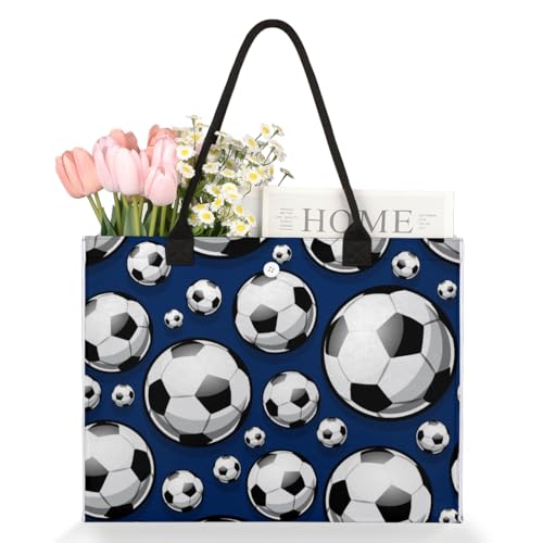 Cartoon Football Patterns Tote Bag for Women Large Beach Bag Reusable Tote Bags for Work Travel Beach Shopping3