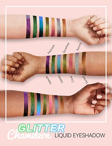 Hanlady Chameleon Eyeshadow Liquid Glitter Eye Makeup, Glitter Eyeshadow Purple Intense Color Shifting Long Lasting With No Creasing, Quicky Dry & High Pigmented Shimmer Eye Shadow, Nebula #TOP3