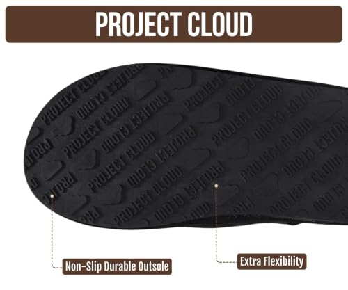 Image of Project Cloud Men's 100% Genuine Leather Shearling Memory Foam Slippers | Genuine Shearling Lining and Lightweight Non-Slip Indoor & Outdoor Wear Slippers for Men - Water-Resistant Mens Slippers