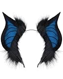 BNLIDES Handmade Bat Beast Ears Headband Adult Cosplay Costume Accessories for Halloween, Anime Con, Stage Performance (Black Blue)