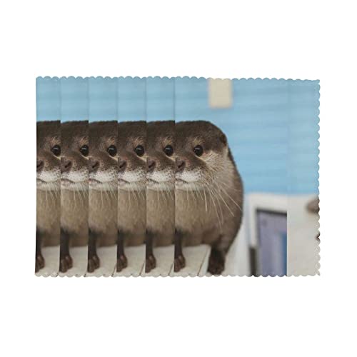 Cute Otter Printed Placemats 6-Piece Set Of Insulated Non-Slip Table Mats Washable For Kitchen Table Decoration (12 X 18 Inches) #TOP1