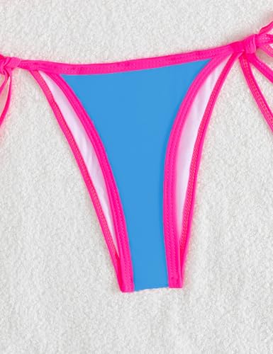 Image of Tainehs Women's Sexy Halter Thong Bikini Tie Two Sides Bottom Triangle Bikini Swimsuits