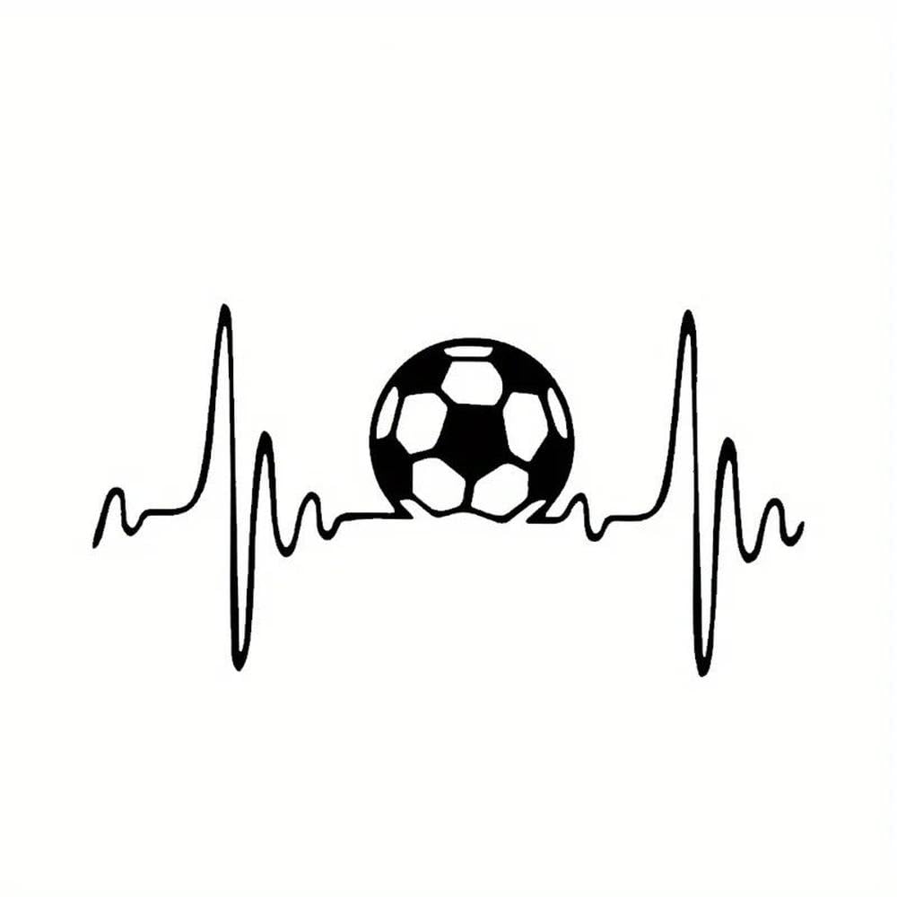 Soccer Ball Heartbeat Vinyl Decal Sticker for Cars Laptops Walls(Black)