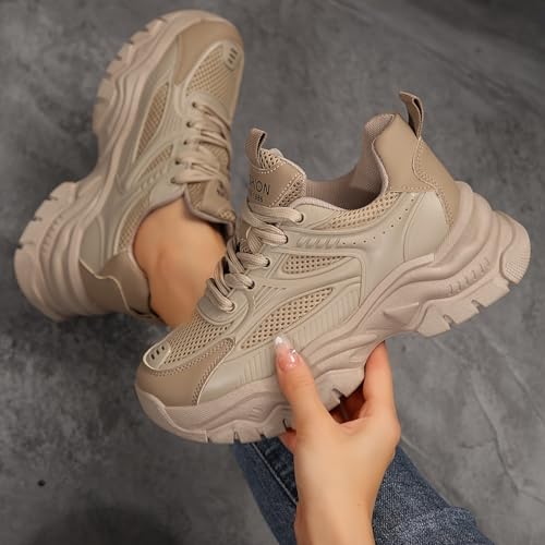 Women's Mesh Chunky Sneakers, Breathable Low Top Running Sports Shoes, Casual Outdoor Walking Trainers3