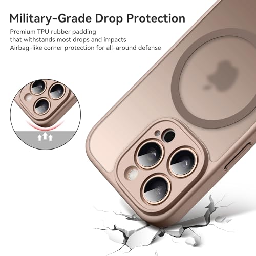 Helssitot für iPhone 16 Pro Hülle mit Magsafe, Militär-Grade Stoßfest Kratzfest Anti-Fingerabdruck Magnetisch Rückseite Matt Handyhülle für iPhone 16 Pro 6,3 Zoll,Wüstenfarbe