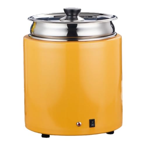 Iuseike カウンタートップ業務用スープケトルウォーマー10 L ステンレス製 ケータリングスープウォーマー 大きい家族の集まりおよびレストランのため調節可能な温度 35-85 ℃の,黒 (イエロー)