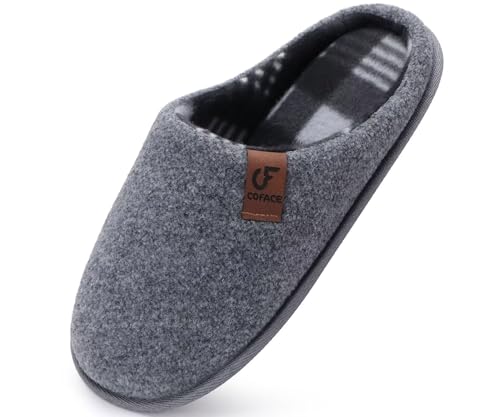 COFACE Zapatillas de Estar en Casa Hombre Invierno Calientes Pantuflas Confort Espuma de Memoria Zapatos con Antideslizante Suela Talla Gris 42