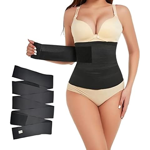 Waist Trainer Bandage Wrap For Women, 5M - Body Shaper & Tummy Waist Belt - Supports Backs, Improves Posture - Gym, Exercise, Sports - By Deer Valley, Black Cover