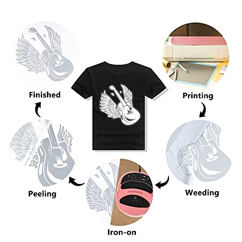 Image of RENLITONG Reflective HTV Iron on Vinyl 12Inch by 5ft Roll Heat Transfer Vinyl for T-Shirt HTV Rolls for All Cutter Machine - Easy to Cut & Weed for Heat Transfer Design (Reflective Light Gray)