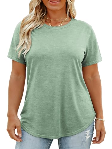Image of VISLILY Plus-Size-Tops for Women Casual Short Sleeve T Shirts Trendy Tie Dye Crewneck Tees Comfy Loose Fit Tunics XL-5XL