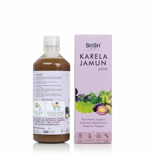 Image of Sri Sri TATTVA shuddhta ka naam Karela Jamun Juice | Maintains Blood Sugar Levels | Reduces Bad Cholesterol | Good For Digestive Health | No Added Sugar | 1 Litre I Pack of 2