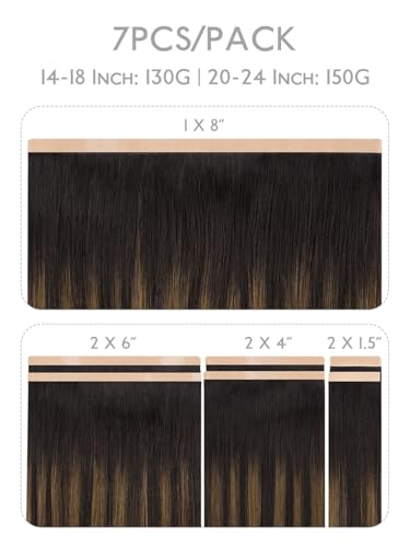 Image of WENNALIFE Multi-Piece Tape in Hair Extensions Human Hair, Tape in Weft