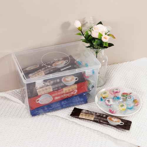 Image of Clear Storage Box with Lid 4 Pack,2.5 Quart Plastic Bins Craft Organizers and Storage, Small Container Stackable Case Box for Cosmetic, Plastic Storage Containers for Home Organization