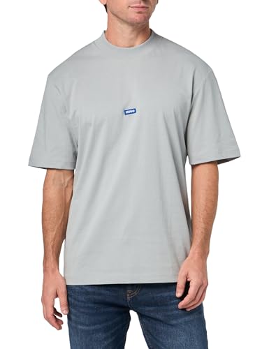 Image of Hugo Men's Small Logo Block Cotton T-Shirt, Concrete Grey, Large