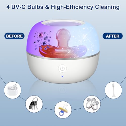 Behogan Sterilizzatore Per Ciuccio: Sterilizzatore Per Ciuccio Uv, Ciuccio Sterilizzatore, 99,99% Germicidio In 3 Min, Ricaricabile USB-C, Per Tettarelle, Piccole Parti, Lavoro Tranquillo, Sicuro Da - 4